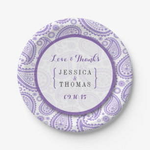 The Modern Paisley Wedding Collection - Purple Paper Plate