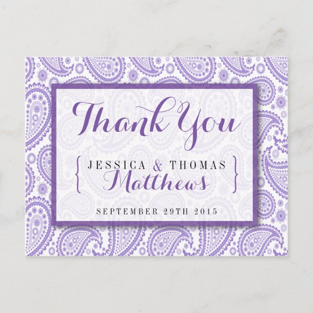 The Modern Paisley Wedding Collection - Purple Postcard (Front)