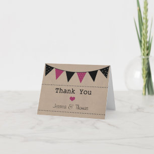 The Modern Pink Bunting Wedding Collection Thank You Card