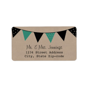 The Modern Turquoise Bunting Wedding Collection Label