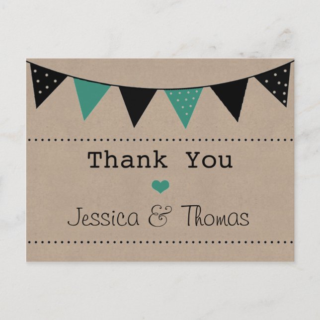 The Modern Turquoise Bunting Wedding Collection Postcard (Front)
