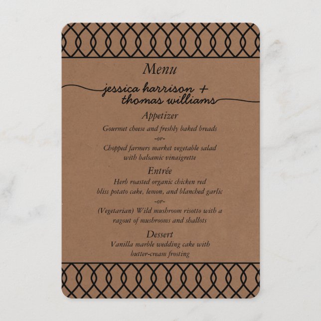 The Modern Whimsical Kraft Wedding Collection Menu (Front)