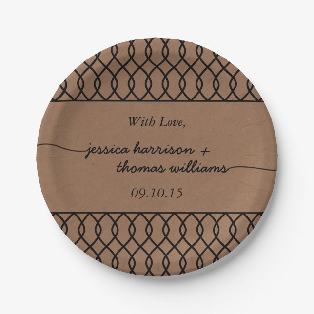 The Modern Whimsical Kraft Wedding Collection Paper Plate (Front)