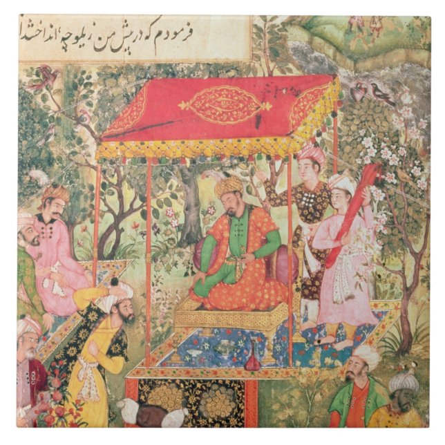 The Mogul Emperor Babur receives the envoys Uzbeg Tile (Front)
