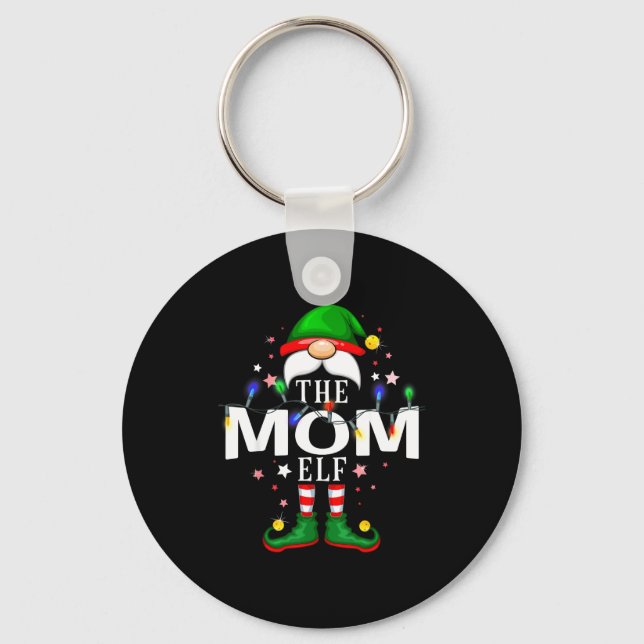 The Mom Elf Christmas Family Pajama Party  Key Ring (Front)