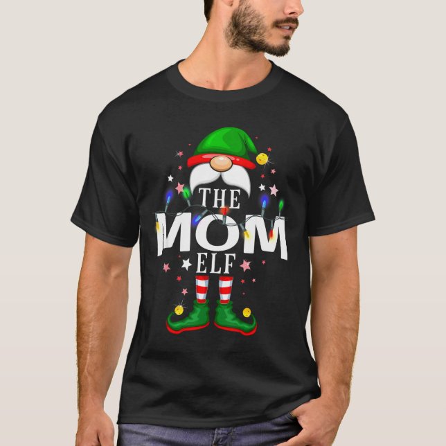 The Mom Elf Christmas Family Pajama Party  T-Shirt (Front)