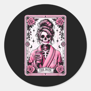 The Mom Funny Tarot Card Woman Skeleton Mother Sku Classic Round Sticker