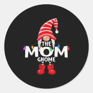 The Mom Gnome Christmas Matching Pajama Classic Round Sticker