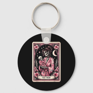 The mom tarot card skeleton mama coffee happyThe m Key Ring