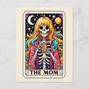 The Mom Tarot Coffee Skeleton Hippie Mother Postcard