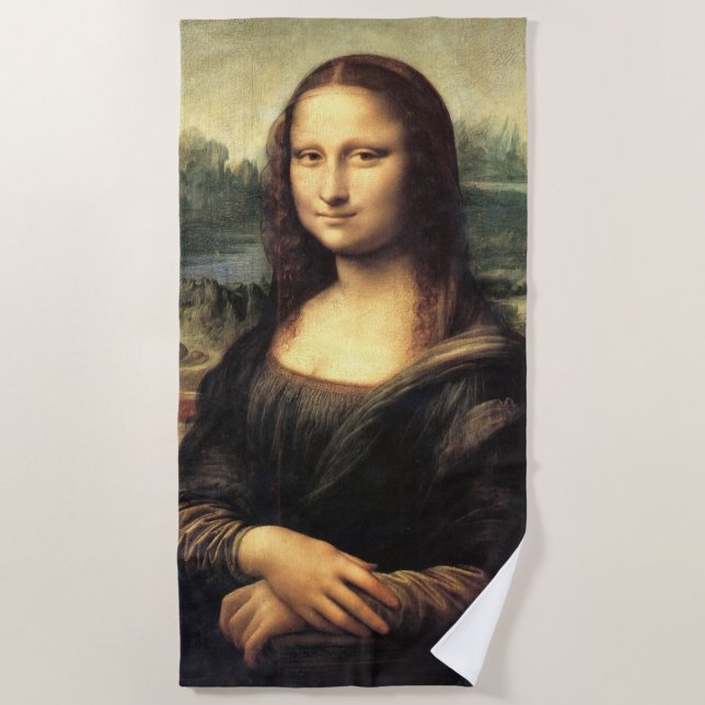The Mona Lisa Leonardo da Vinci      Beach Towel (Front)