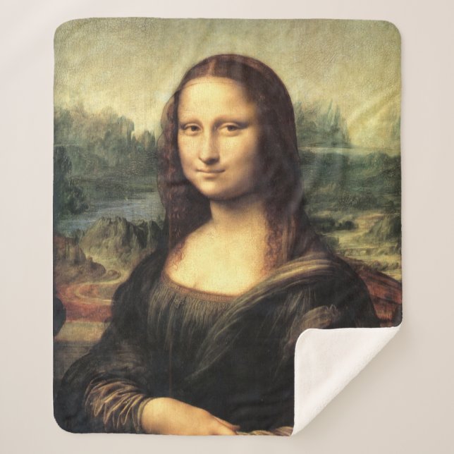 The Mona Lisa Leonardo da Vinci  Sherpa Blanket (Front)