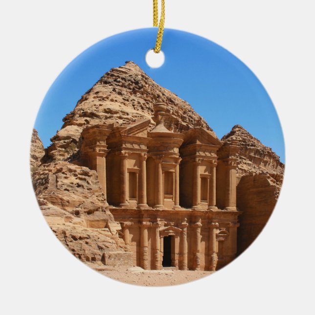The Monastery Petra Jordan Ceramic Tree Decoration (Front)