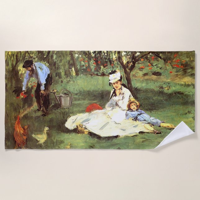  The Monet family in their garden Edouard Manet   Beach Towel (Front)