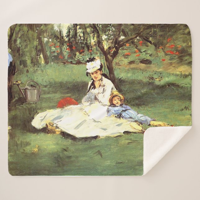  The Monet family in their garden Edouard Manet   Sherpa Blanket (Front (Horizontal))