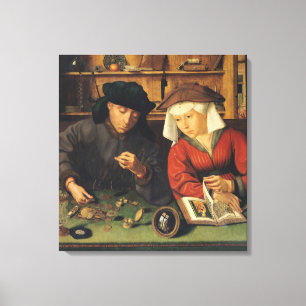 The Money Lender and his Wife, 1514 Canvas Print