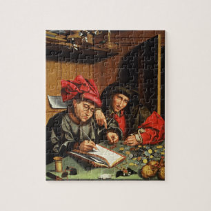 The Money Lenders (oil on oak panel) Jigsaw Puzzle