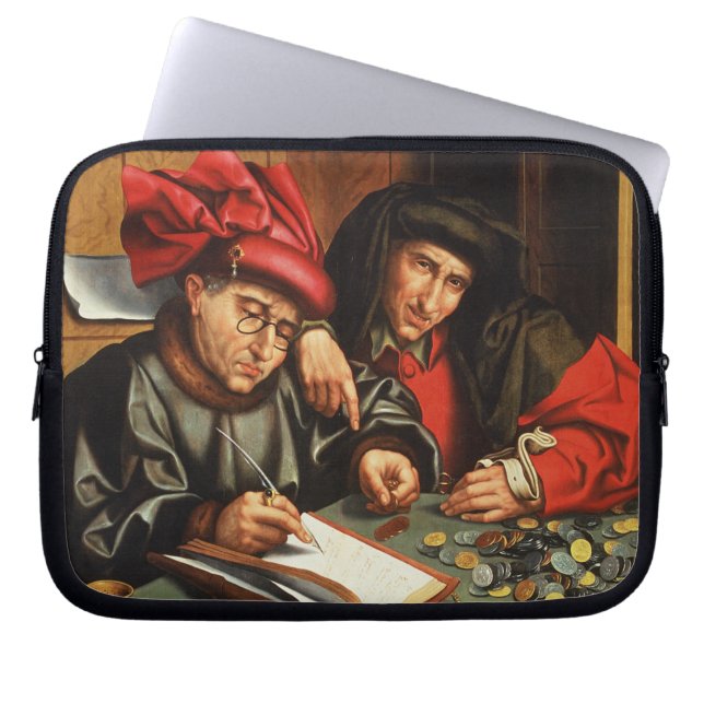 The Money Lenders (oil on oak panel) Laptop Sleeve (Front)