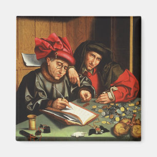 The Money Lenders (oil on oak panel) Magnet