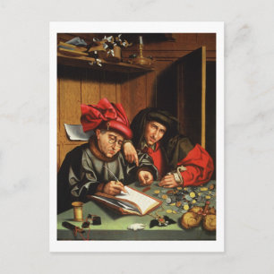The Money Lenders (oil on oak panel) Postcard