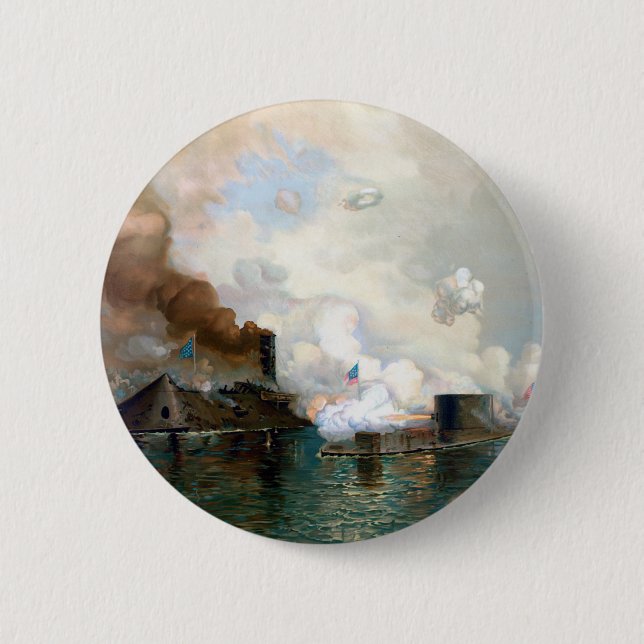 The Monitor and Merrimack 1862 6 Cm Round Badge (Front)