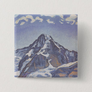 The Monk Mountain With Clouds (Ferdinand Hodler) 15 Cm Square Badge