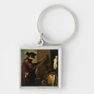 The Monkey Painter, 1740 (oil on canvas) Key Ring
