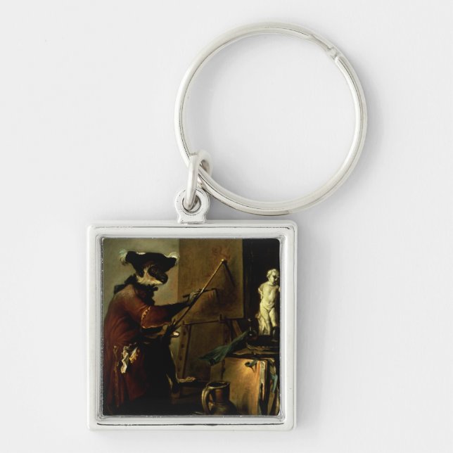The Monkey Painter, 1740 (oil on canvas) Key Ring (Front)