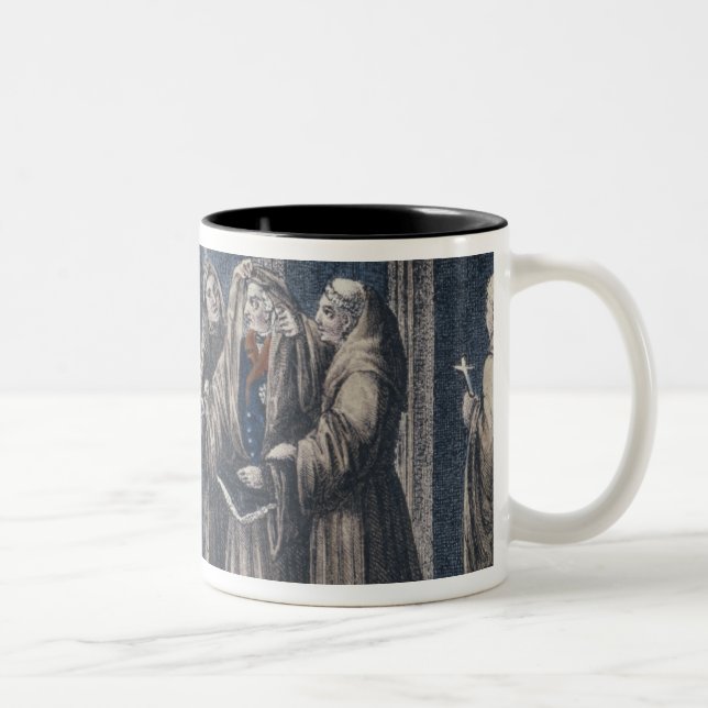 The Monks covering King with drape Camenz Convent Two-Tone Coffee Mug (Right)