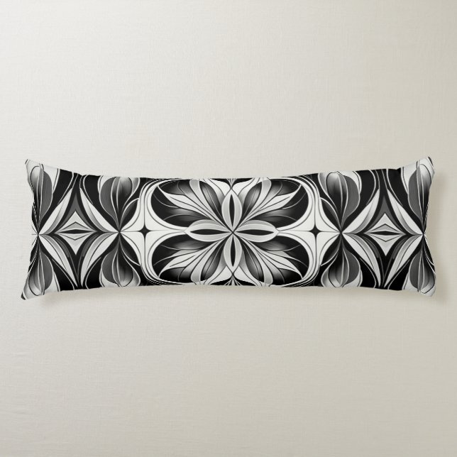 The Monochrome Bloom Body Cushion (Front)