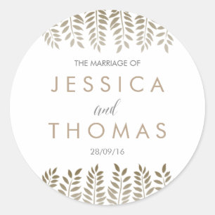 The Monochrome Fern Woodland Wedding Collection Classic Round Sticker