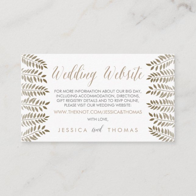 The Monochrome Fern Woodland Wedding Collection Enclosure Card (Front)
