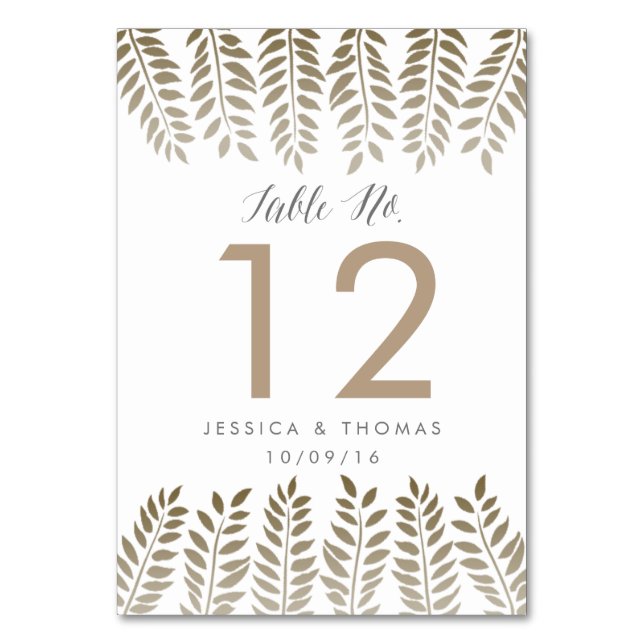 The Monochrome Fern Woodland Wedding Collection Table Number (Front)