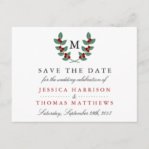 The Monogram Berry Bush Wedding Collection Announcement Postcard