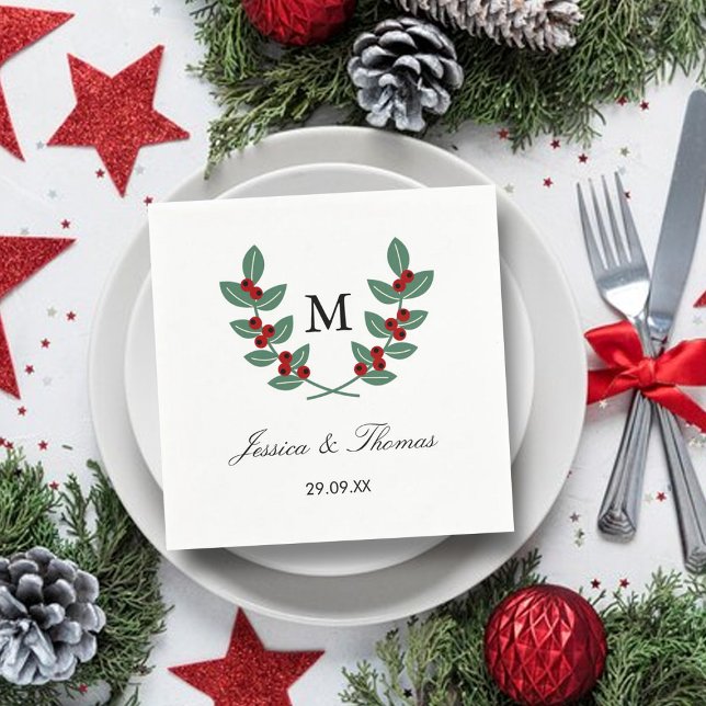 The Monogram Berry Bush Wedding Collection Napkin (Creator Uploaded)