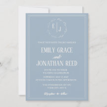 The Monogram: Dusty Blue Wedding Invitation
