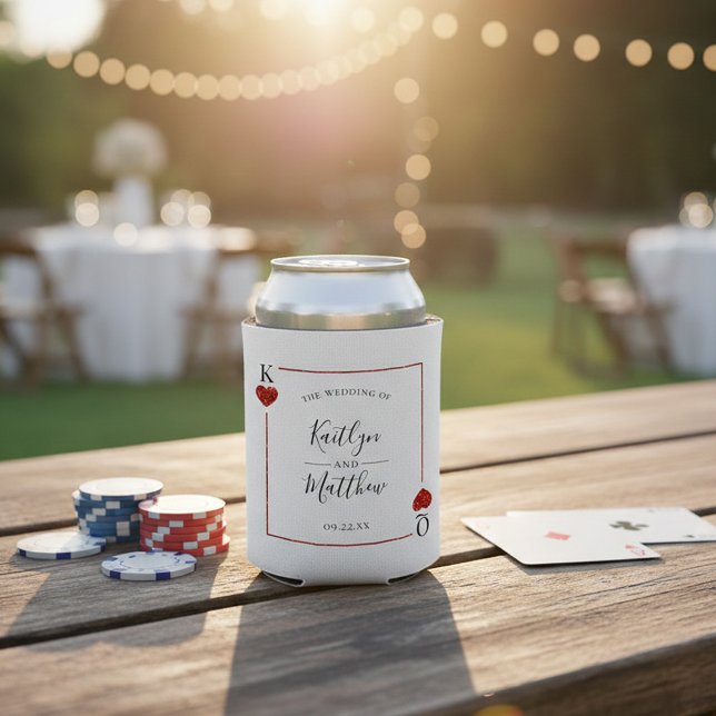 The Monogram Playing Card Wedding Collection Can Cooler (Creator Uploaded)