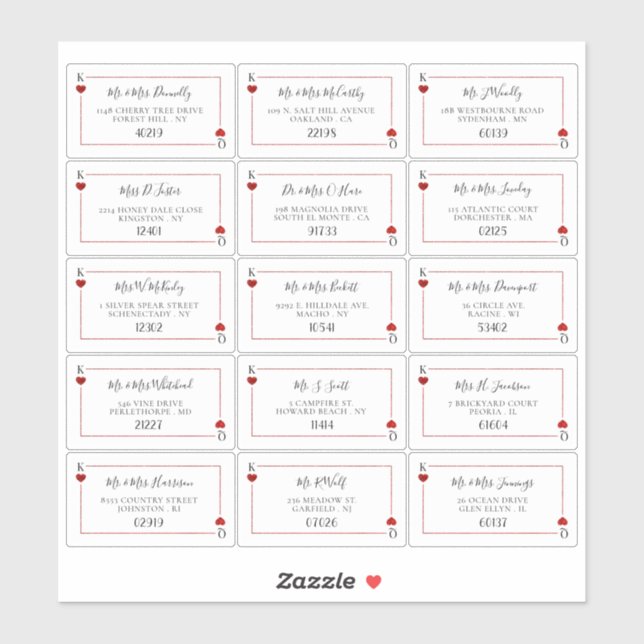 The Monogram Playing Card Wedding Collection Label (Sheet)