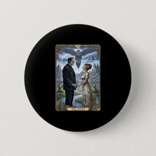 The monster frankenstein and bride lovers tarot 6 cm round badge