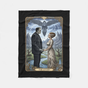 The monster frankenstein and bride lovers tarot fleece blanket