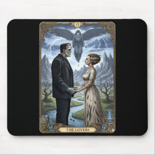 The monster frankenstein and bride lovers tarot mouse mat
