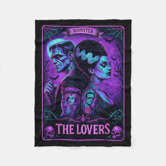 The Monster Frankenstein and Bride The Lovers Fleece Blanket (Front)