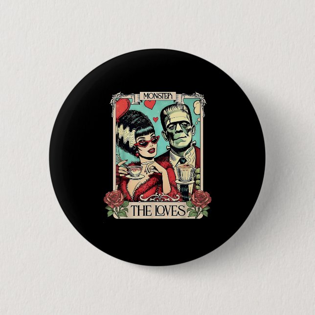 The Monster Frankenstein And Bride The Lovers Taro 6 Cm Round Badge (Front)