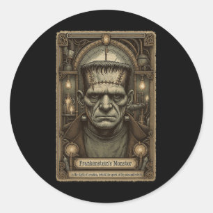 The Monster Frankenstein Vintage Halloween Tarot C Classic Round Sticker