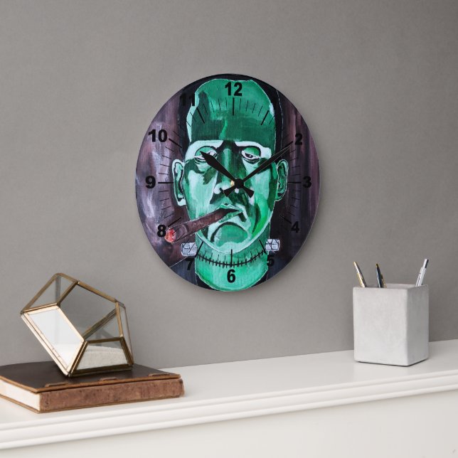 The Monster Painting by Alfred Fox Large Clock (Office)