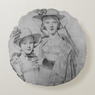 The Montagu Sisters in Rome, 1815 Round Cushion