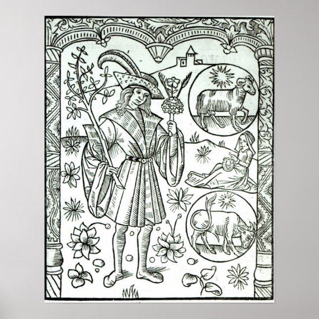 The month of April with astrological sun signs (Front)