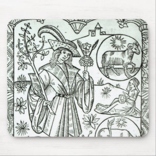 The month of April with astrological sun signs Mouse Mat