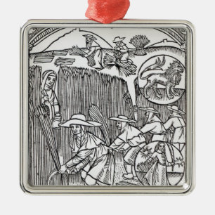 The Month of August, from a shepherd's calendar Metal Tree Decoration