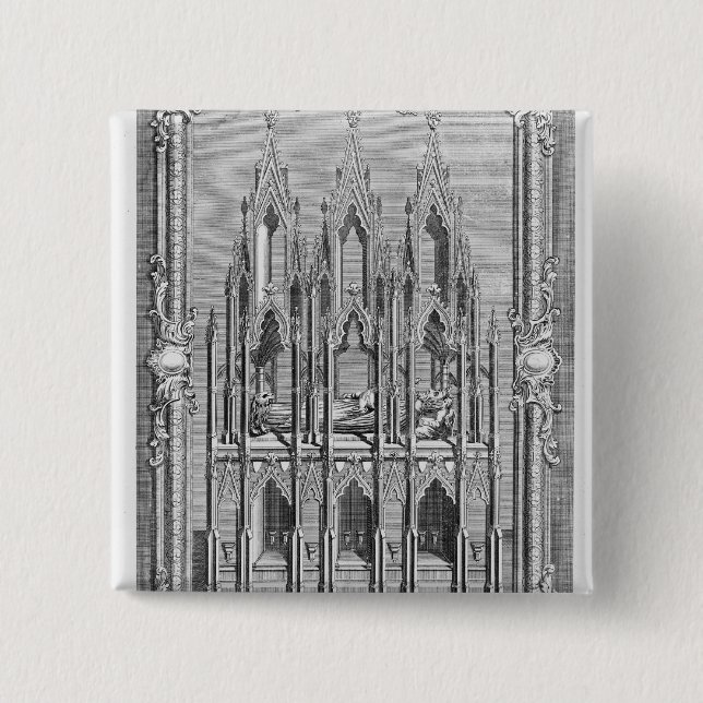 The Monument of Edward II 15 Cm Square Badge (Front)